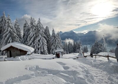 balade à ski au décollage de la forclaz